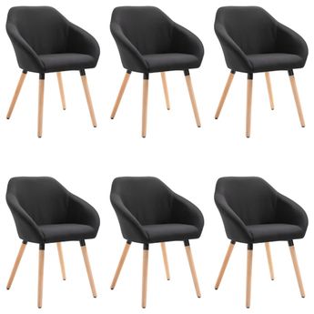 vidaXL Dining Chairs 6 pcs Black Fabric
