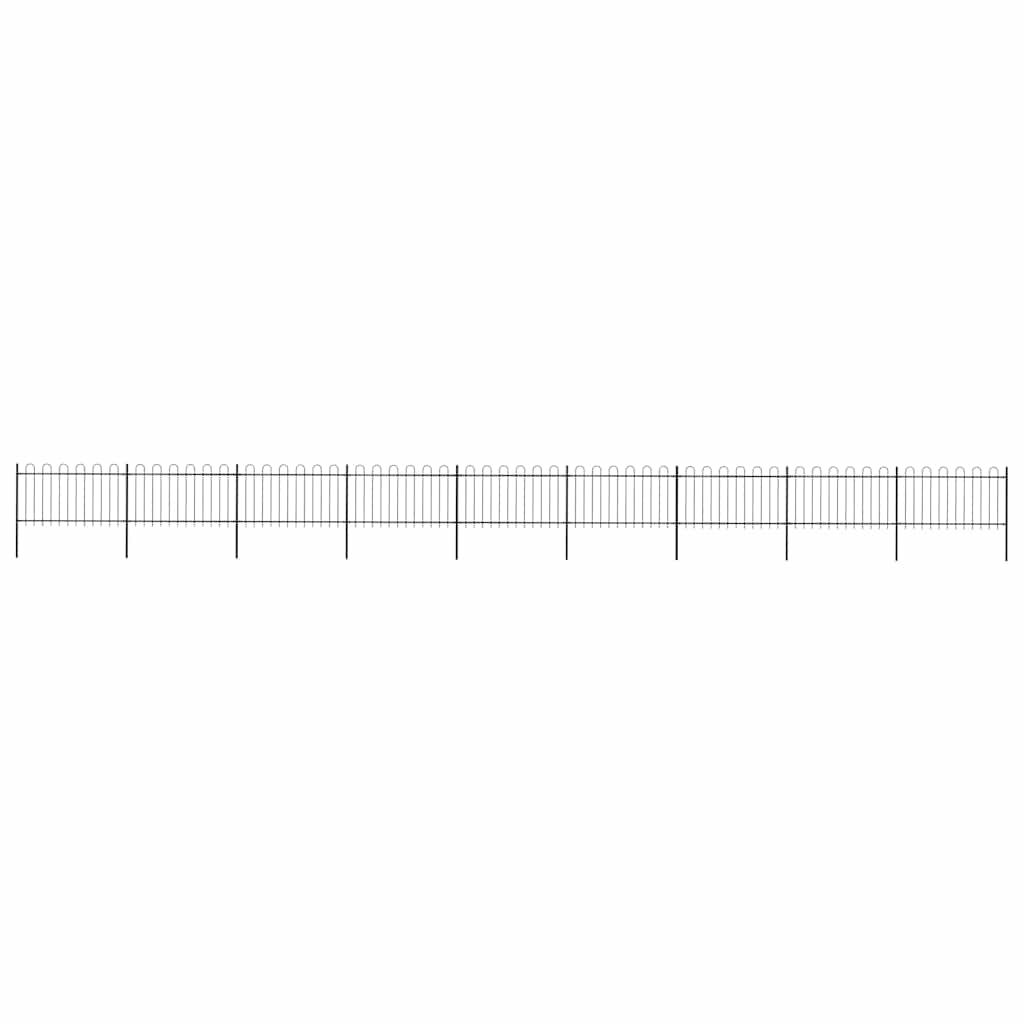 vidaXL Garden Fence with Hoop Top Steel 1603.5x100 cm Black