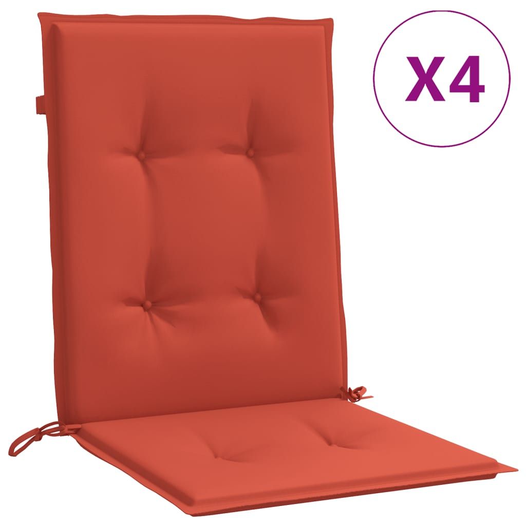 vidaXL Lowback Chair Cushions 4 pcs Melange Red 100x50x4 cm Fabric