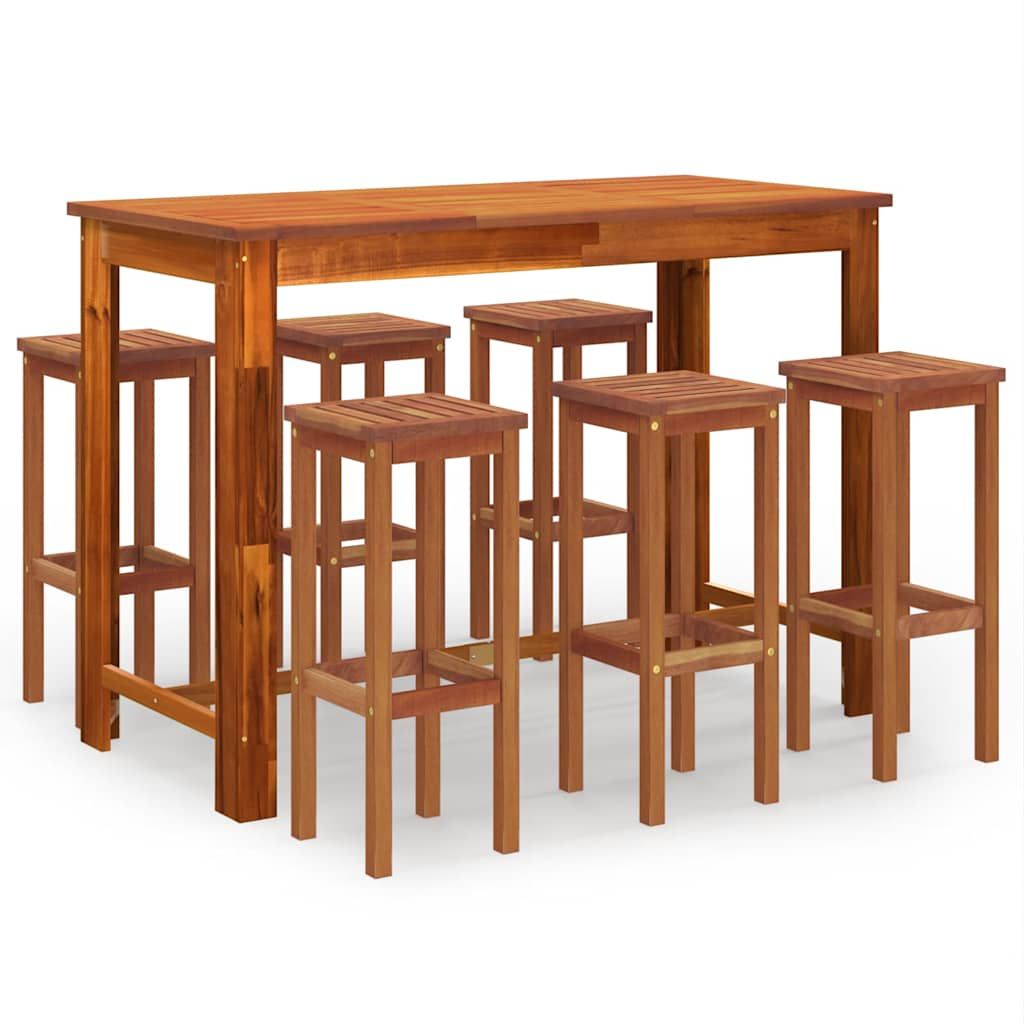 vidaXL 7 Piece Patio Bar Set Solid Wood Acacia