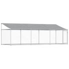 vidaXL Dog Cage with Roof and Door Gray 19.7'x6.6'x6.6' Galvanized Steel