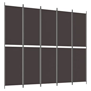 vidaXL 5-Panel Room Divider Brown 250x220 cm Fabric