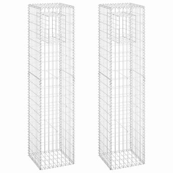 vidaXL Gabion Basket Posts 2 pcs 15.7"x15.7"x70.9" Iron