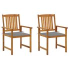 vidaXL Patio Chairs with Cushions 2 pcs Solid Acacia Wood