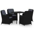 vidaXL 5 Piece Patio Dining Set Black