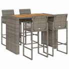 vidaXL 5 Piece Patio Bar Set without Cushions Gray Poly Rattan Acacia
