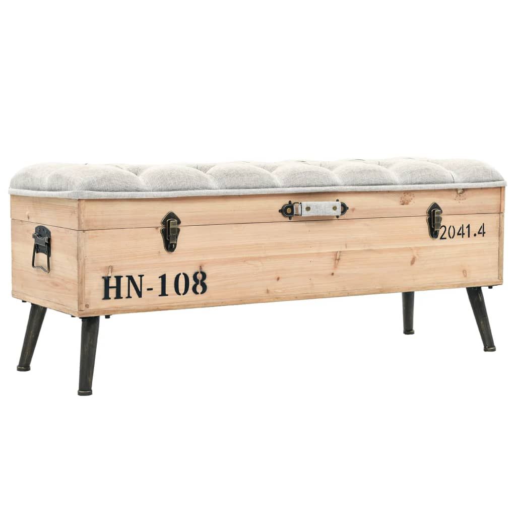 vidaXL Storage Bench 110 cm Solid Wood Fir