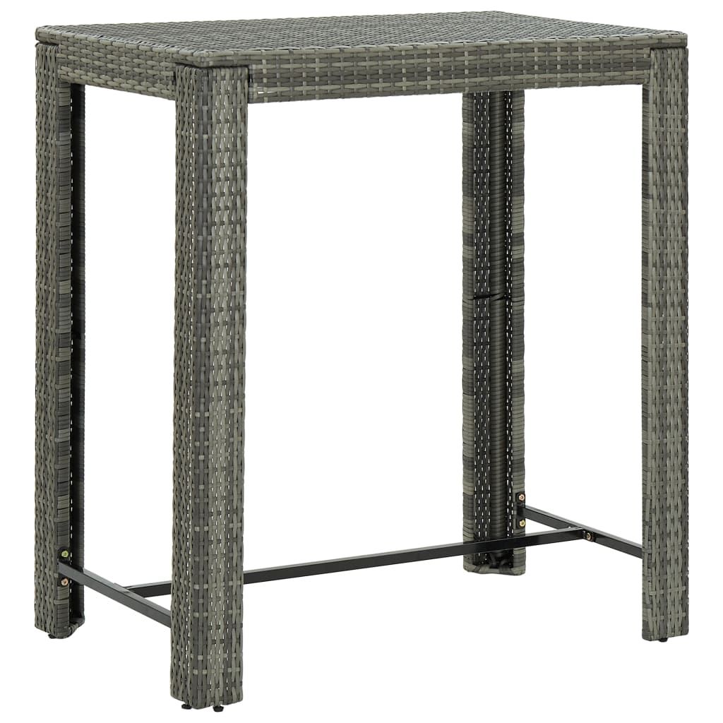 vidaXL Patio Bar Table Gray 39.4"x23.8"x43.5" Poly Rattan