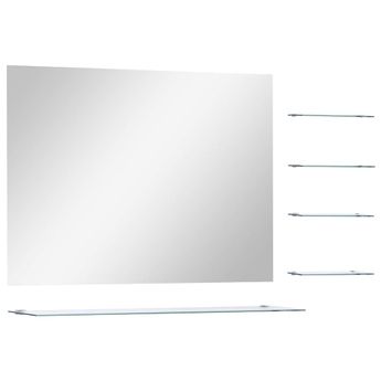 vidaXL Wall Mirror with 5 Shelves Silver 31.5"x23.6"