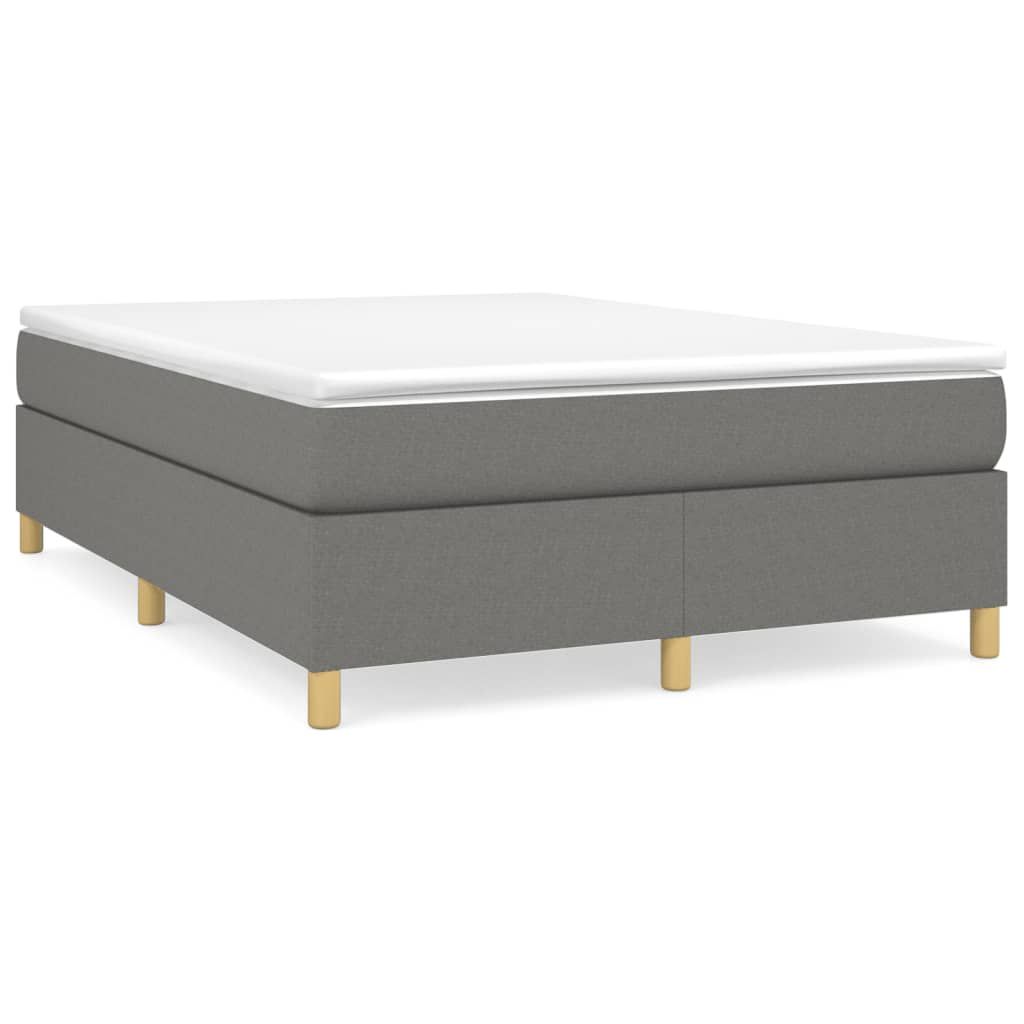 vidaXL Box Spring Bed Frame Dark Grey Queen Fabric (US Only)