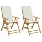 vidaXL Folding Patio Reclining Chairs 2 pcs with Cushions Bamboo
