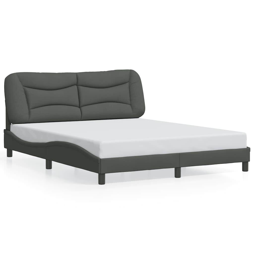 vidaXL Bed Frame without Mattress "Hvar" Dark Gray 59.8"x79.9" Fabric