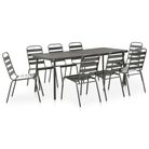 vidaXL 9 Piece Patio Dining Set Steel Dark Gray
