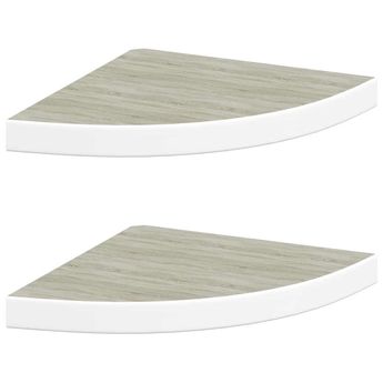 vidaXL Wall Corner Shelves 2 pcs Oak and White 35x35x3.8 cm MDF