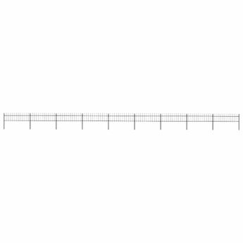vidaXL Garden Fence with Spear Top Steel 1603.5x60 cm Black