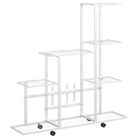 vidaXL Flower Stand with Wheel 37.2"x9.8"x36.4" White Metal