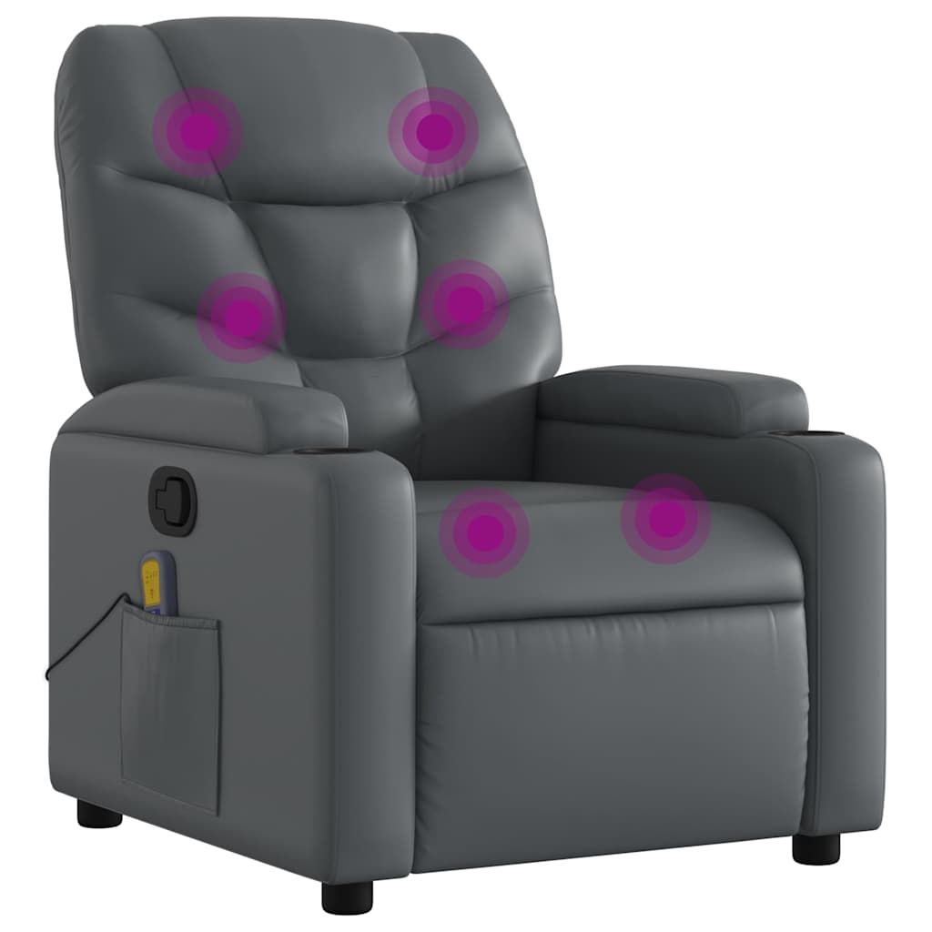 vidaXL Massage Recliner Chair Gray Faux Leather