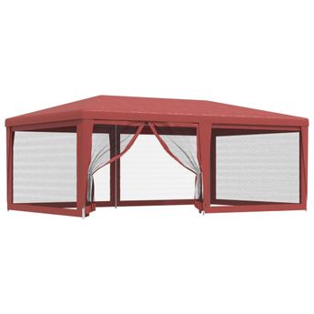 vidaXL Party Tent with 6 Mesh Sidewalls Red 19.7'x13.1' HDPE