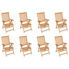 vidaXL Reclining Garden Chairs 8 pcs Solid Teak Wood