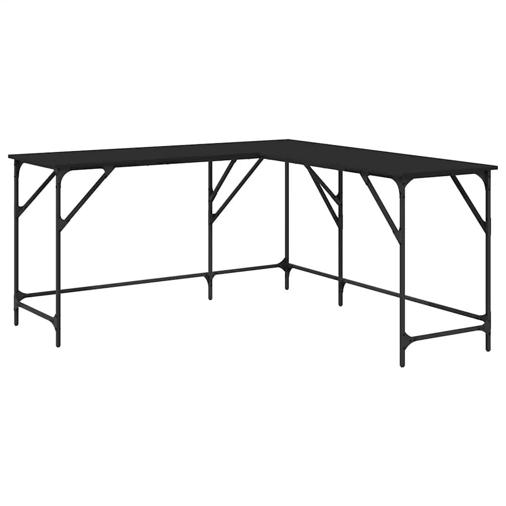 vidaXL Desk Black 58.7"x58.7"x29.5" Engineered Wood