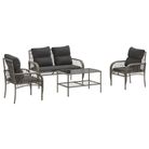 vidaXL 4 Piece Patio Sofa Set with Cushions Gray Poly Rattan