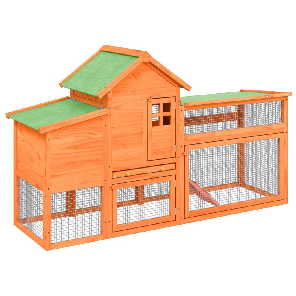 vidaXL Chicken Coop Brown 73.4"x23"x44.5" Solid Wood Pine