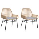 vidaXL Garden Chairs 2 pcs with Cushions Brown Poly Rattan