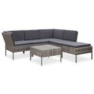 vidaXL 6 Piece Garden Lounge Set with Cushions Poly Rattan Grey