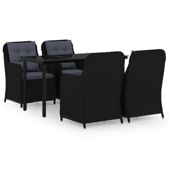 vidaXL 5 Piece Patio Dining Set Black