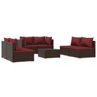 vidaXL 7 Piece Patio Lounge Set with Cushions Poly Rattan Brown