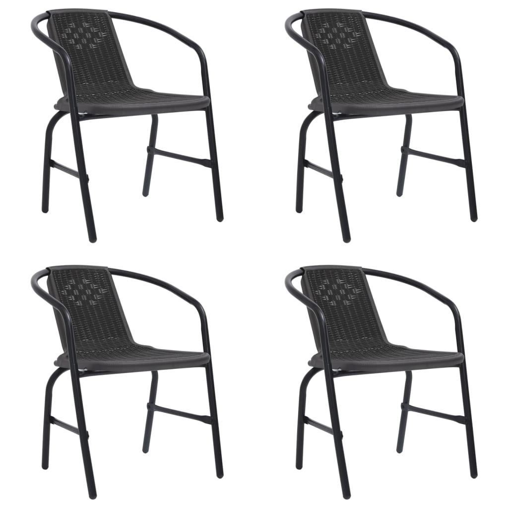 vidaXL Garden Chairs 4 pcs Plastic Rattan and Steel 242.5 lb