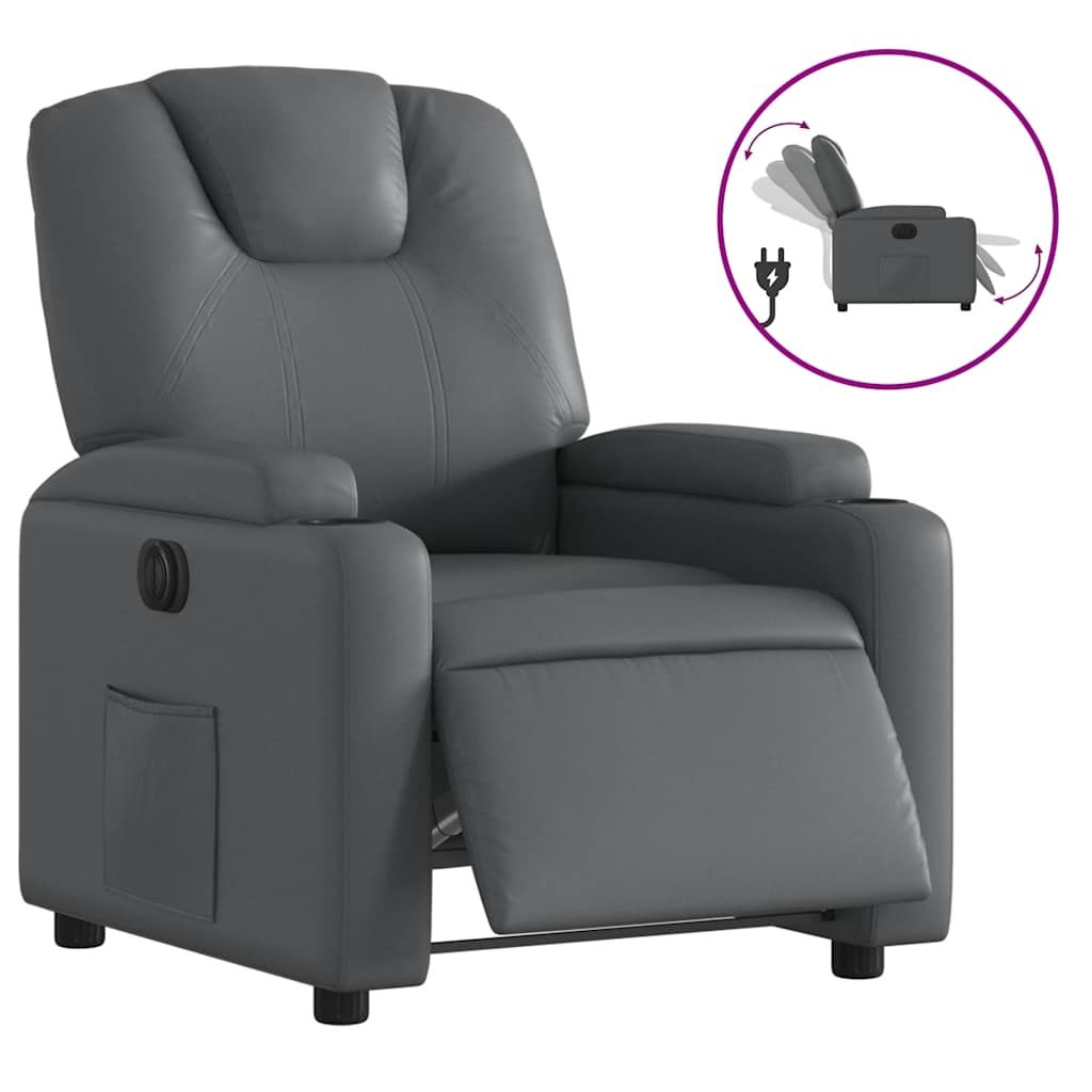 vidaXL Electric Recliner Chair Gray Faux Leather