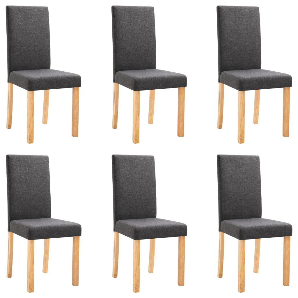vidaXL Dining Chairs 6 pcs Dark Gray Fabric