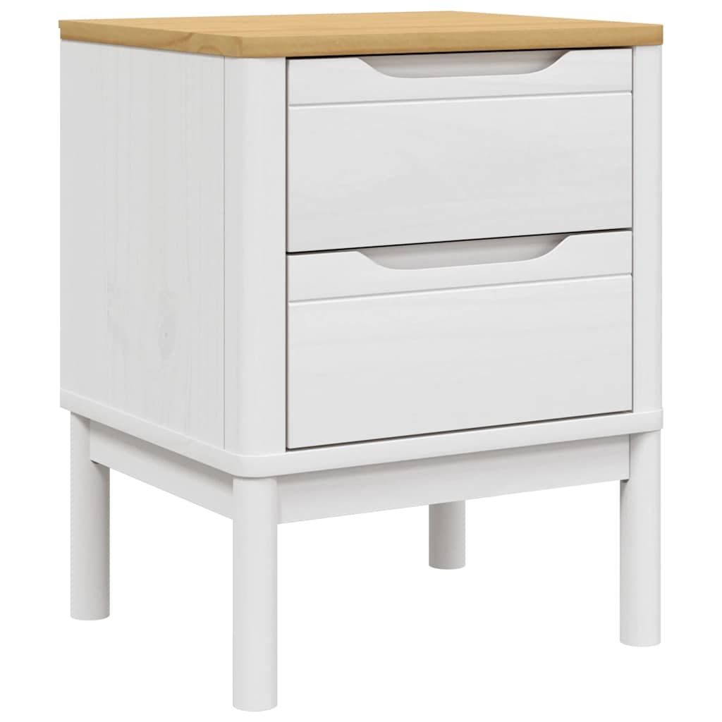 vidaXL Bedside Cabinet FLORO White 17.7"x15.4"x22.4" Solid Wood Pine
