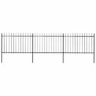 vidaXL Garden Fence with Spear Top Steel 537x120 cm Black
