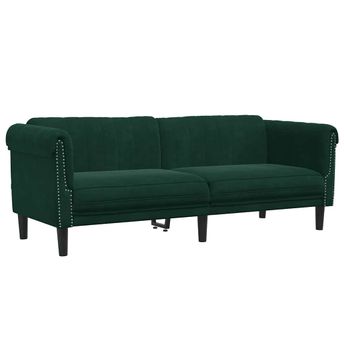 vidaXL Sofa 3-Seater Dark Green Velvet