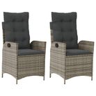 vidaXL Reclining Garden Chairs 2 pcs with Cushions Grey Poly Rattan