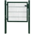 vidaXL Fence Gate Steel Green 100x100 cm