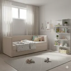Modern children's room in beige tones