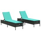 vidaXL 3 Piece Sun Lounger Set with Cushion Black Poly Rattan