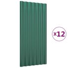 vidaXL Roof Panels 12 pcs Galvanized Steel Green 31.5"x14.2"