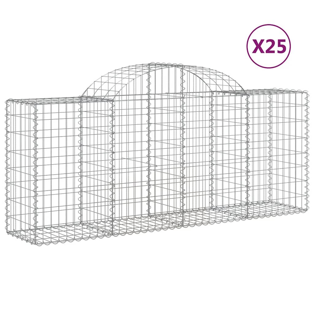 vidaXL Arched Gabion Baskets 25 pcs 200x50x80/100 cm Galvanised Iron