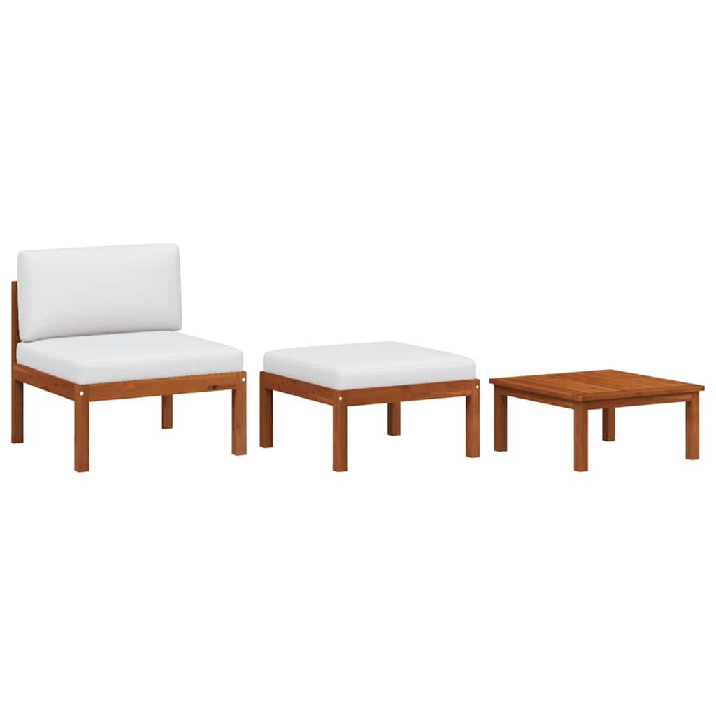 vidaXL 3 Piece Garden Lounge Set with Cushions Wood Acacia&Rope