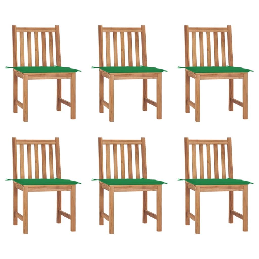 vidaXL Patio Chairs 6 pcs with Cushions Solid Teak Wood
