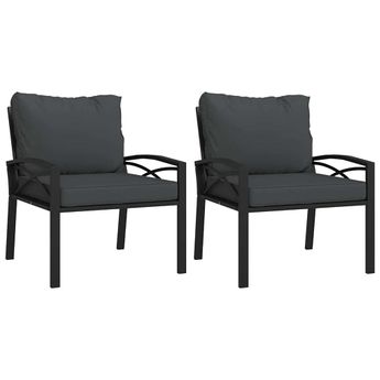 vidaXL Garden Chairs with Grey Cushions 2 pcs 68x76x79 cm Steel