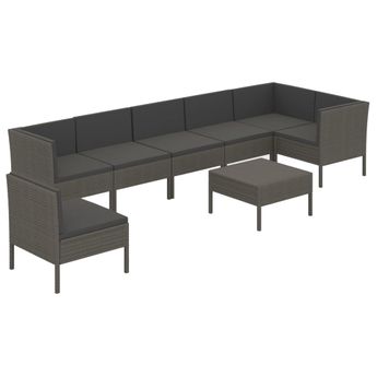 vidaXL 8 Piece Patio Lounge Set with Cushions Poly Rattan Black