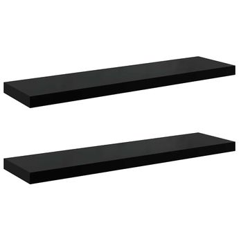 vidaXL Floating Wall Shelves 2 pcs High Gloss Black 35.4"x9.3"x1.5" MDF