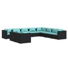 vidaXL 10 Piece Patio Lounge Set with Cushions Black Poly Rattan