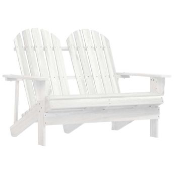 vidaXL 2-Seater Garden Adirondack Chair Solid Fir Wood White