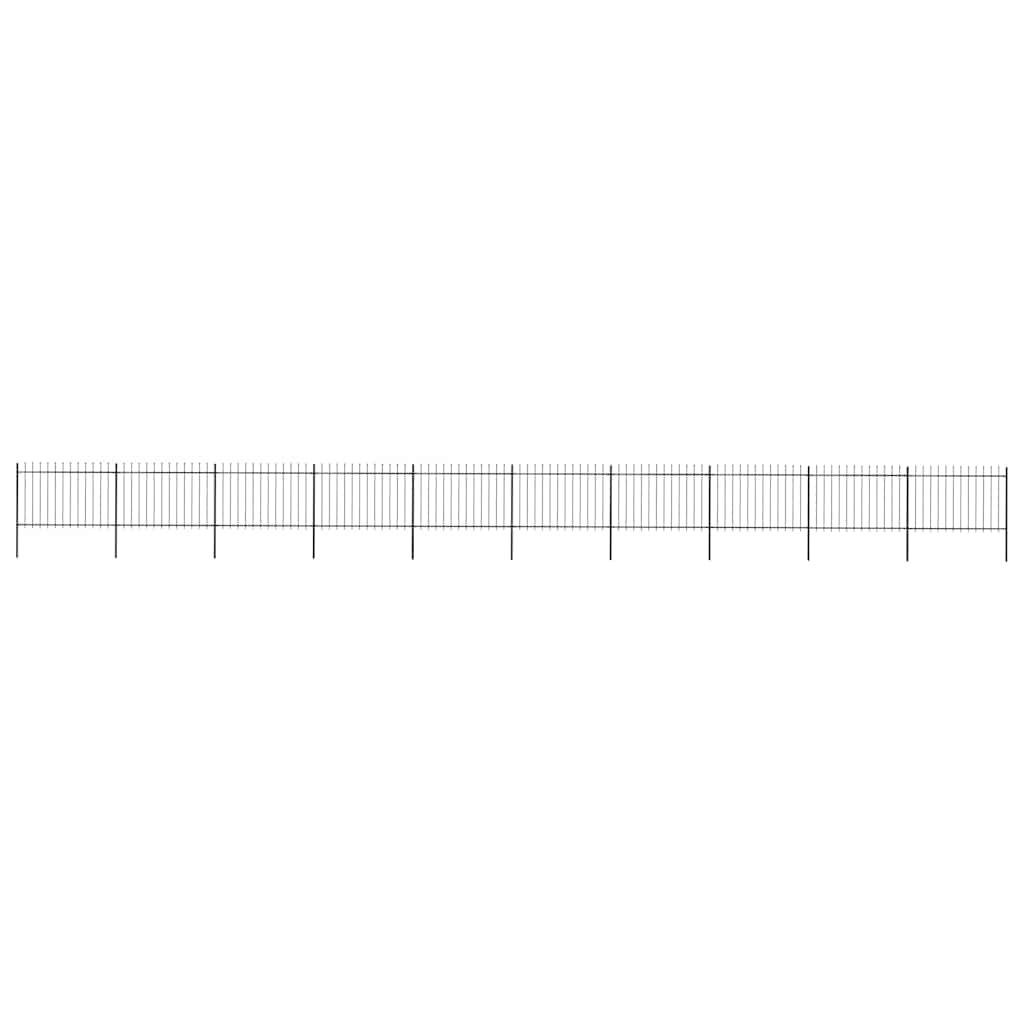 vidaXL Garden Fence with Spear Top Steel 1781.5x120 cm Black